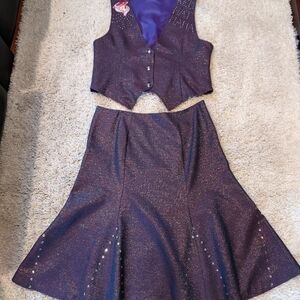 Matching Vest and Skirt Red Hot Mama Purple Sparkle Lined Dance